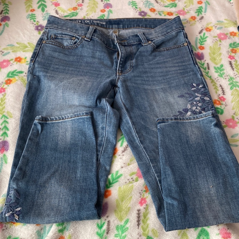 Talbots Blue Jeans with Floral Embroidery